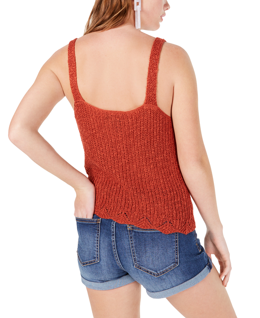 Hooked Up by IOT Women Sleeveless Open Knit Top