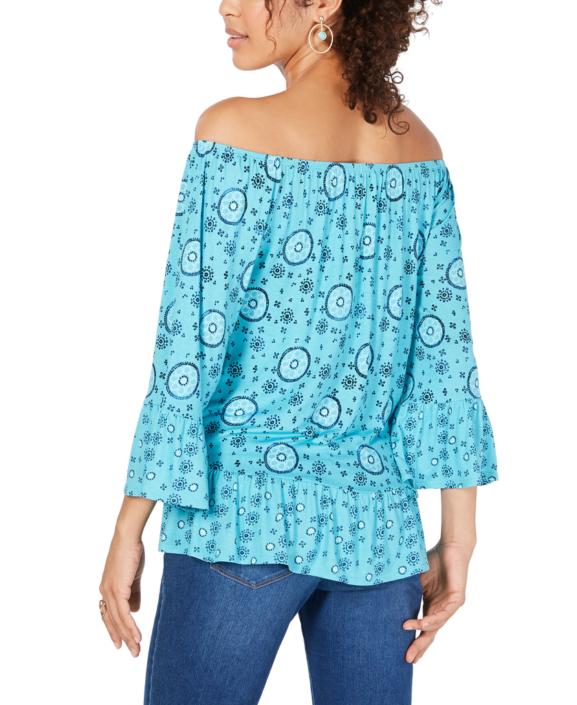 Style & Co Women Printed Off The Shoulder Top