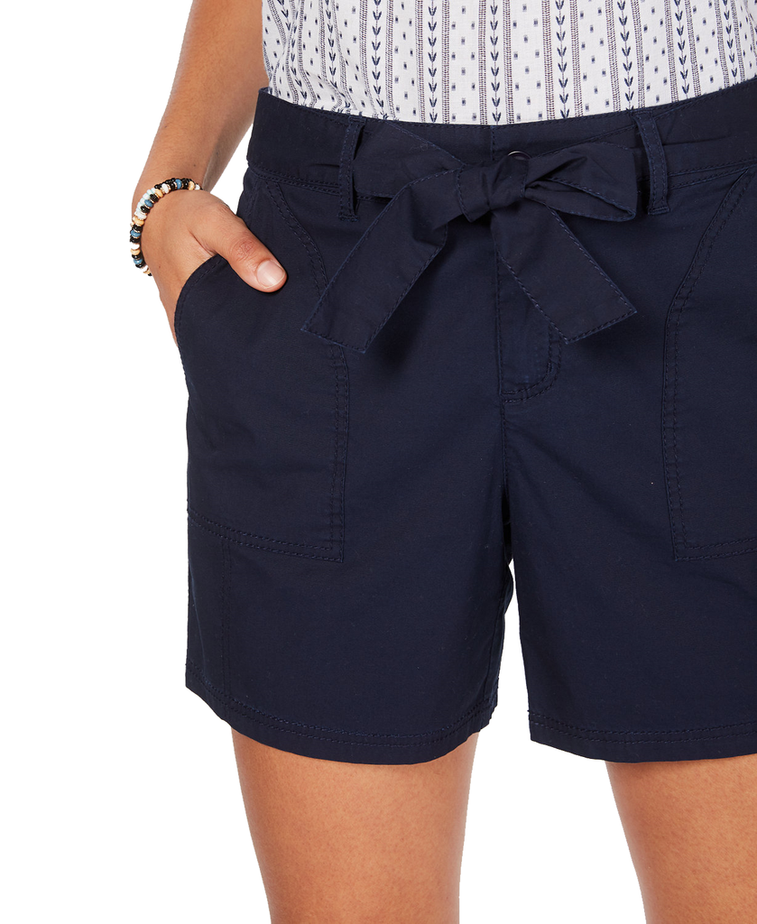 Style & Co Women Tie Belt Cotton Shorts