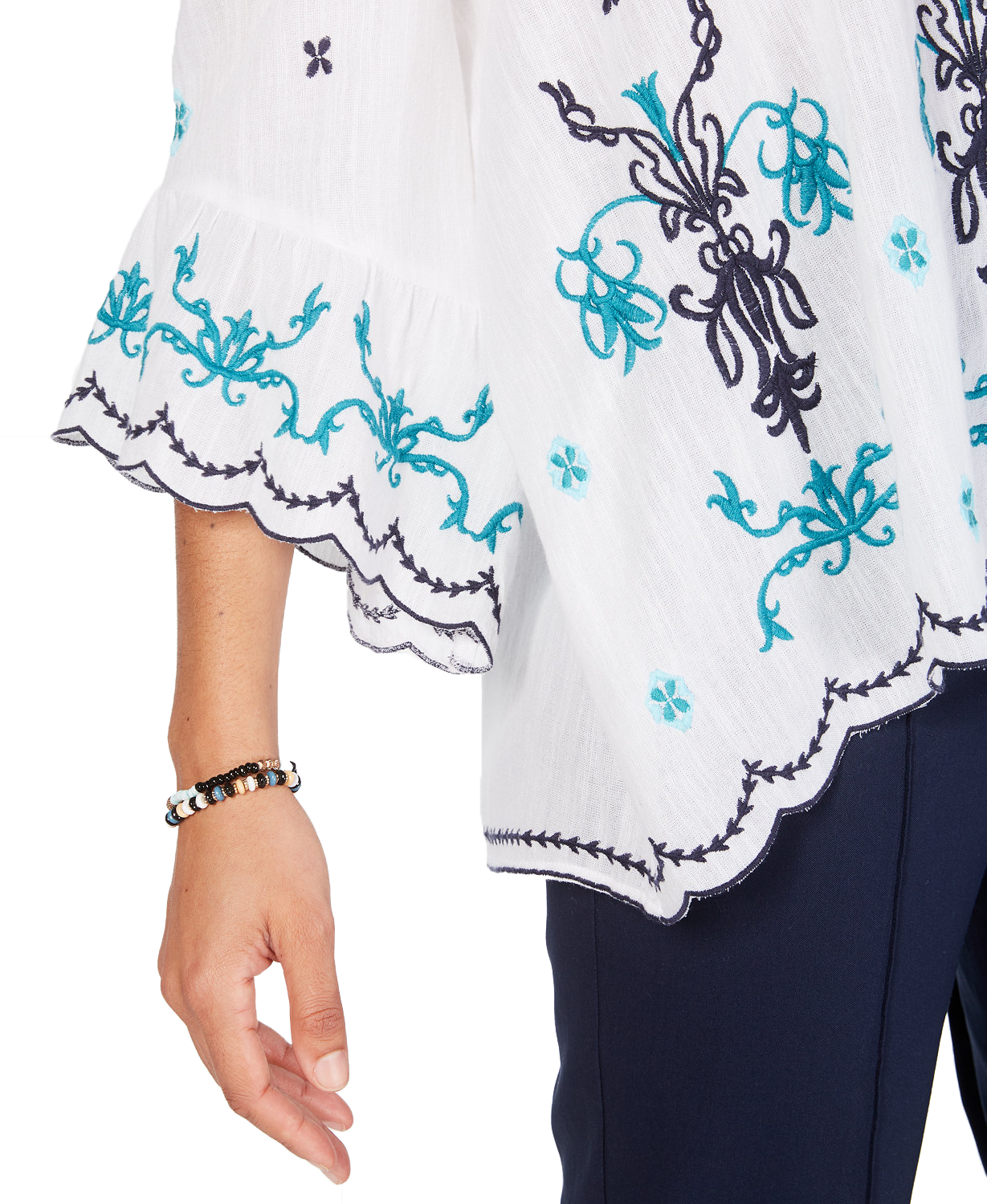 Style & Co Women Cotton Embroidered Convertible On Off The Shoulder Top