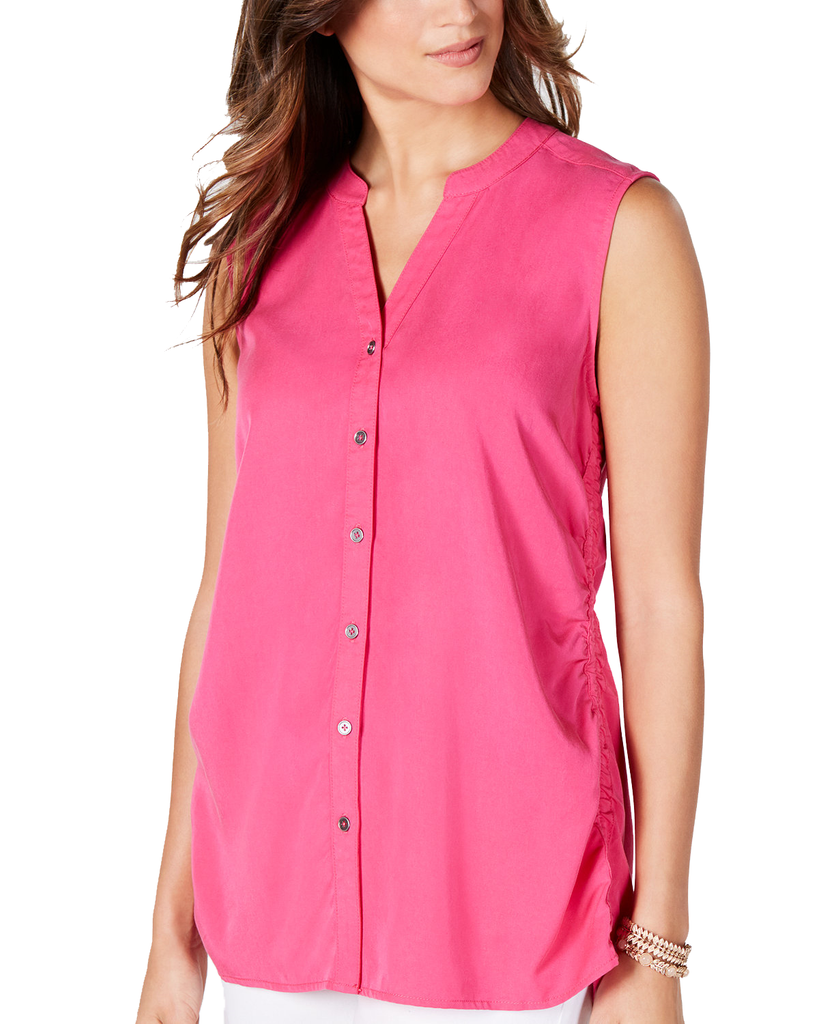 Style & Co Women Sleeveless Blouse Pink Breeze