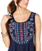 Style & Co Women Petite Embroidered Ruffle Hem Dress