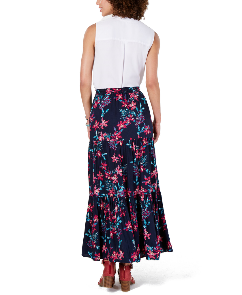 Style & Co Women Cotton Floral Print Tiered Skirt