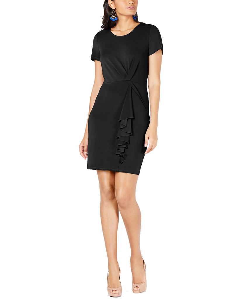 Thalia Sodi Women Asymetrical Ruffle Dress Black