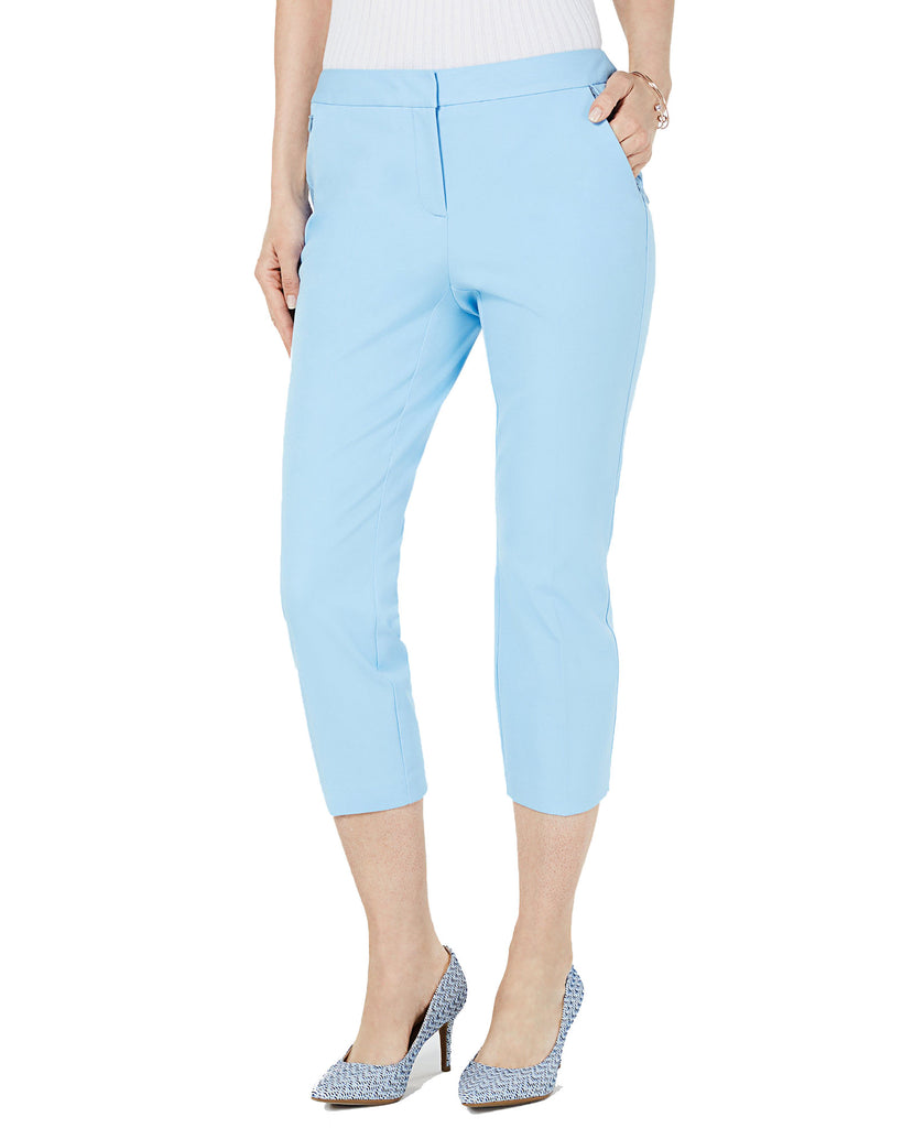 Alfani Women Invisible Zip Capri Pants Blue Infinity