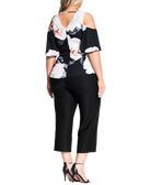 City Chic Women Plus Trendy Floral Cold Shoulder Top