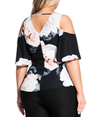 City Chic Women Plus Trendy Floral Cold Shoulder Top