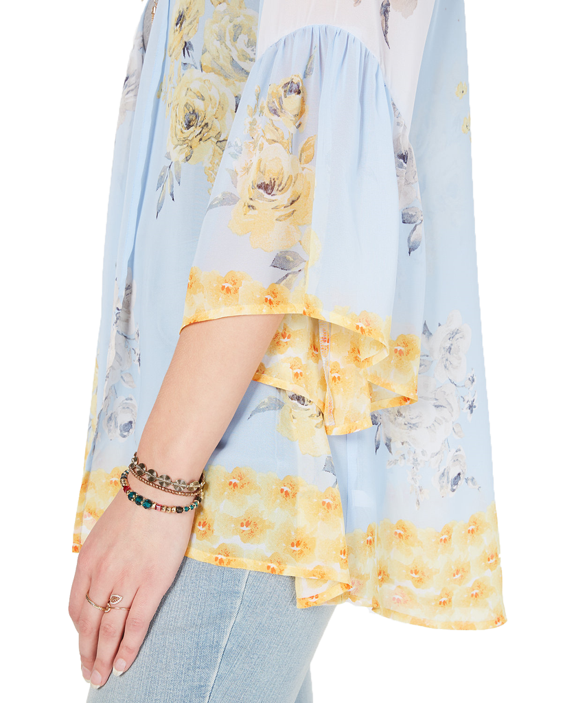 Style & Co Women Floral Print Flutter Sleeve Kimono