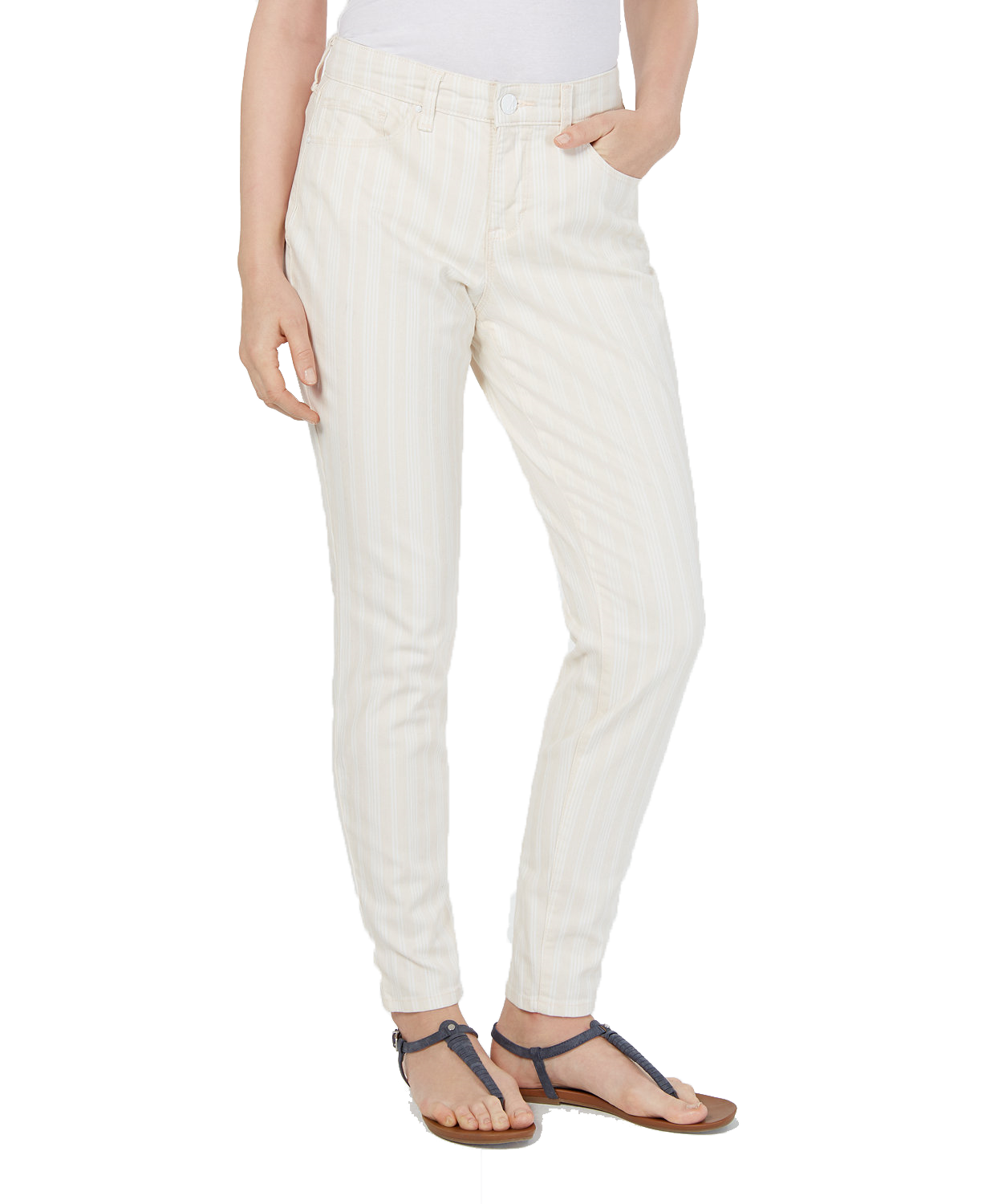 Style & Co Women Striped Curvy Skinny Fit Jeans Soft Pink