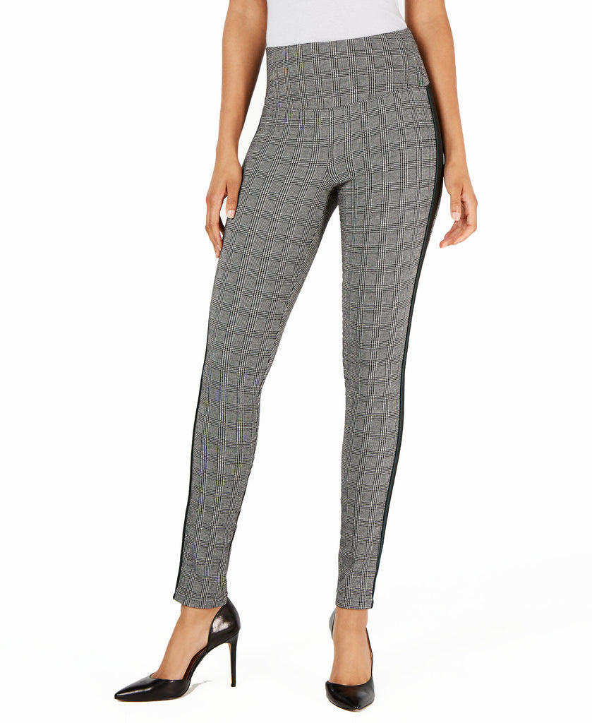 INC International Concepts Women Glen Plaid Shaping Leggings Light Pastel Grey