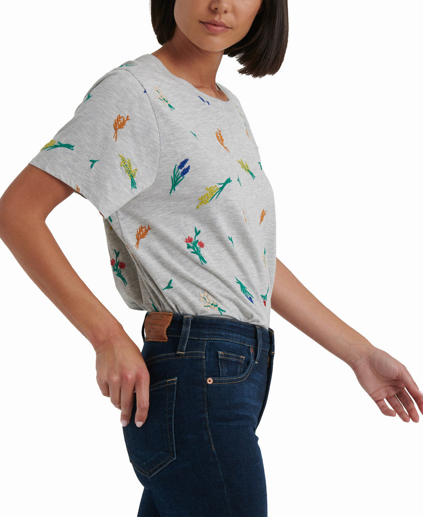 Lucky Brand Women Embroidered Floral T Shirt