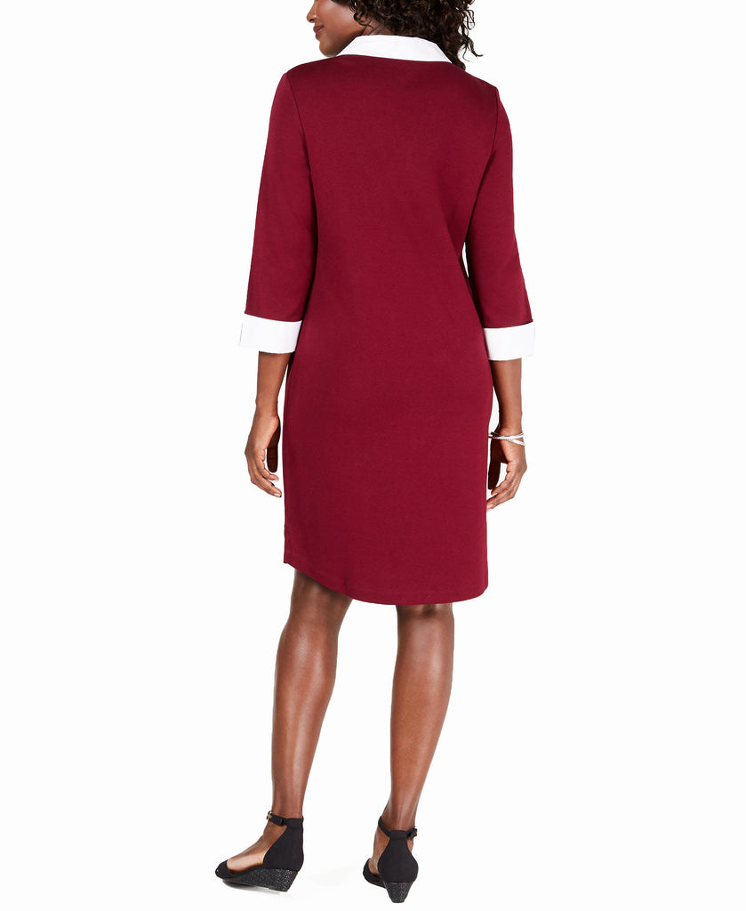 Karen Scott Women Petite Contrast Trim Cotton Shirtdress