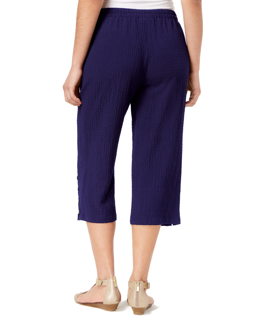 JM Collection Women Button Hem Capri Pants