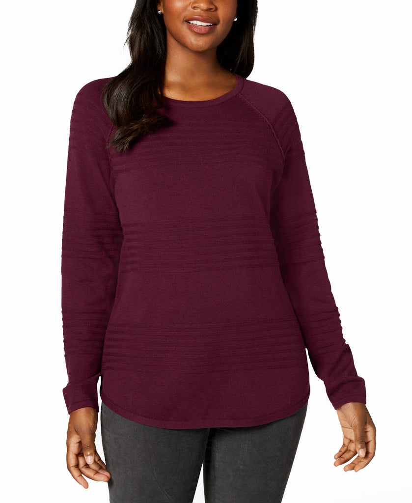 Karen-Scott-Women-Petite-Cotton-Ribbed-Sweater-Merlot