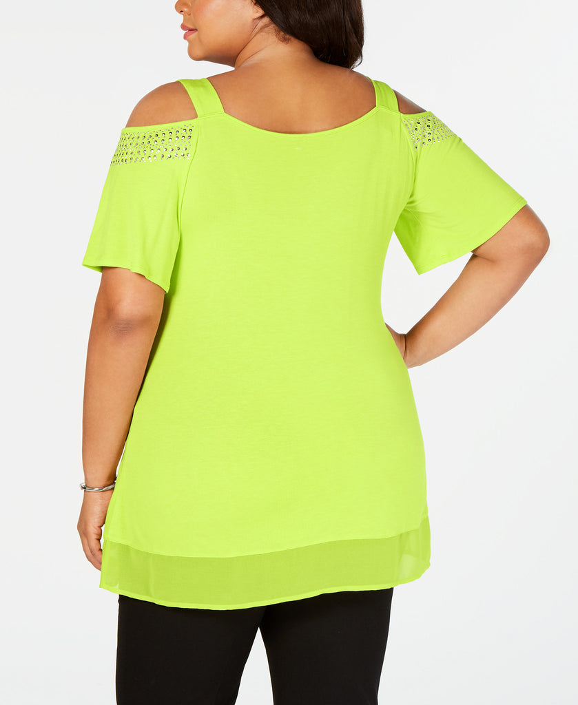 Belldini Women Plus Cold Shoulder Top