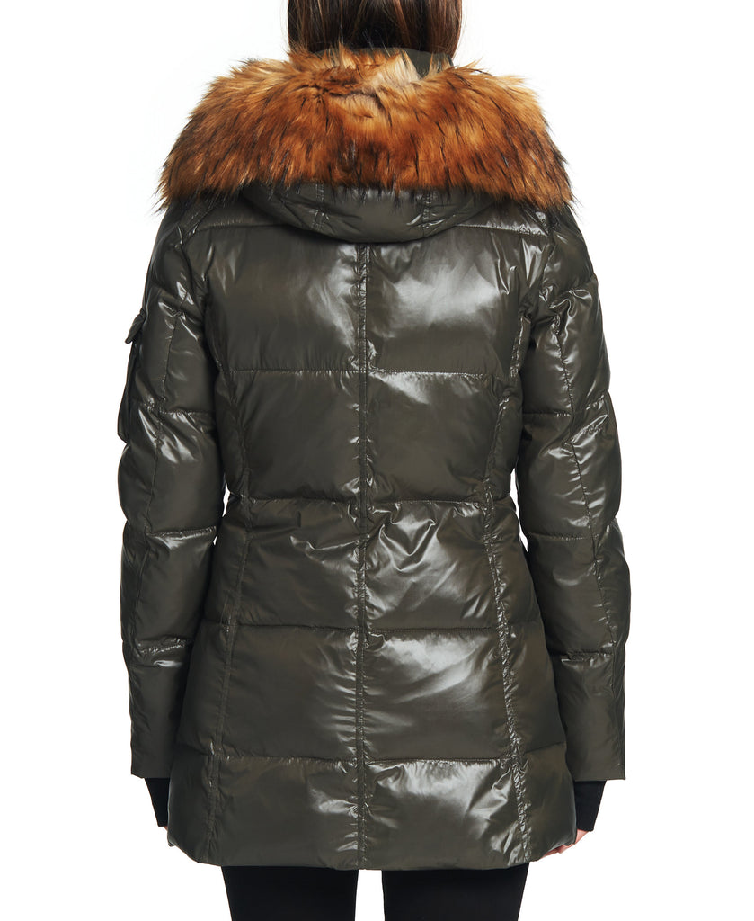 S13 Women Gramercy Down Puffer Coat with Faux Fur Trim Hood