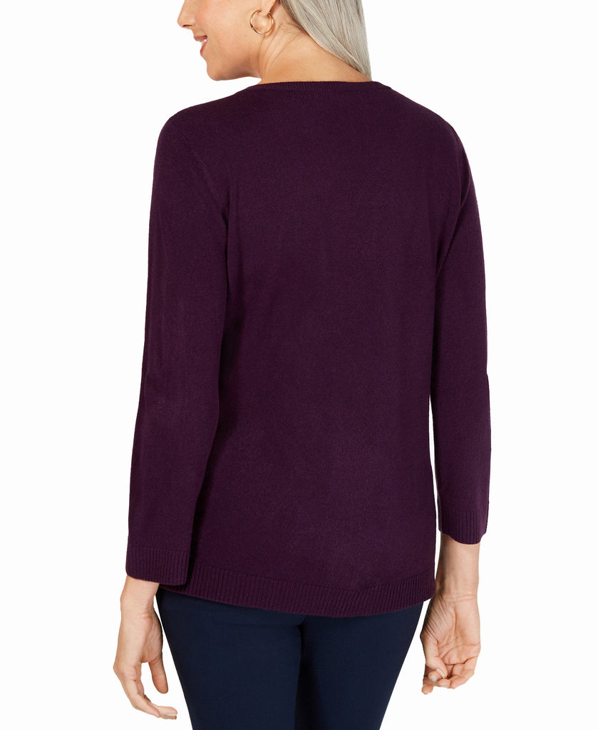 Karen-Scott-Women-Petite-V-Neck-Sweater