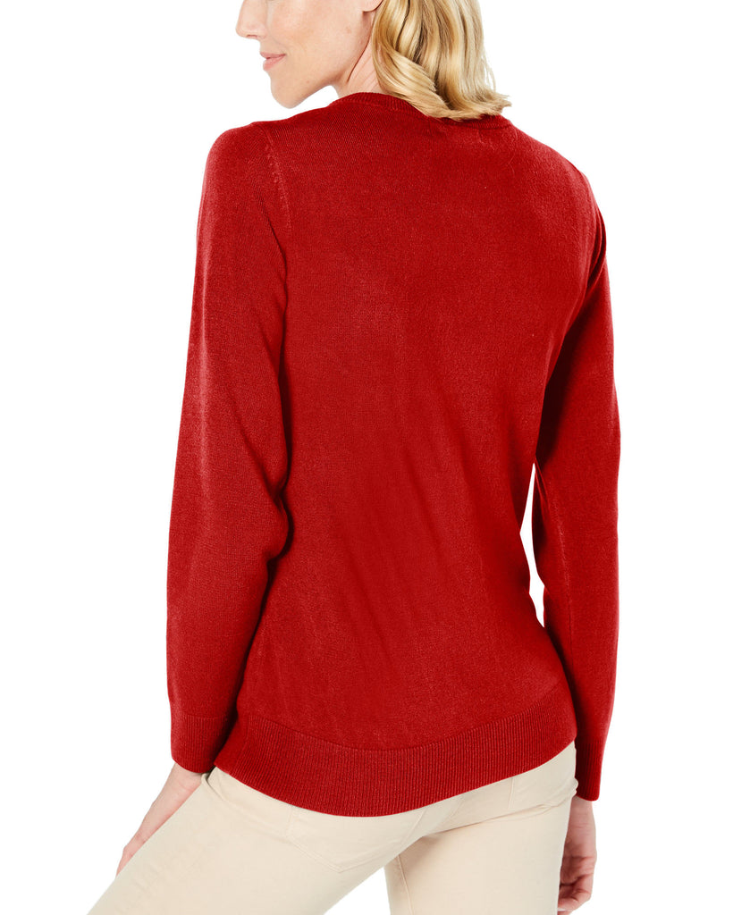 Karen Scott Women Petite Button Shoulder Sweater