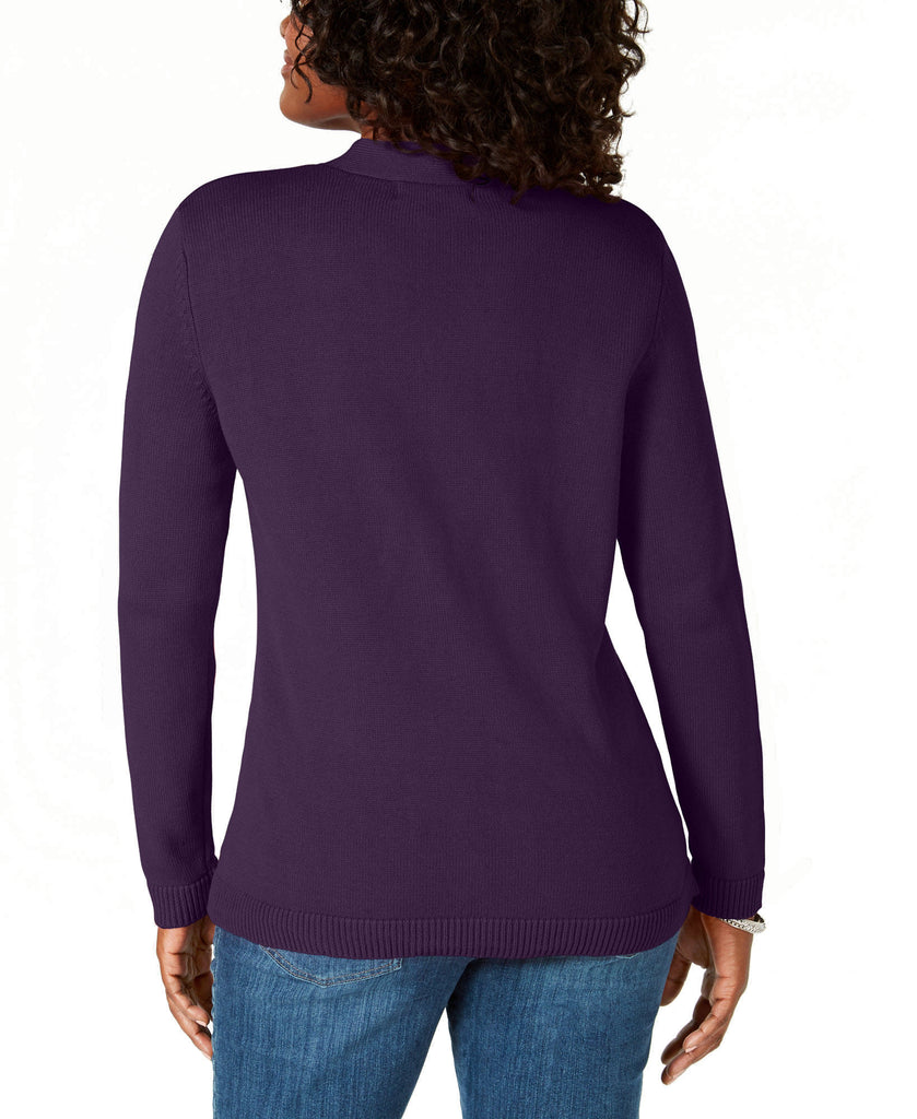 Karen Scott Women Petite Cotton Toggle Henley Sweater