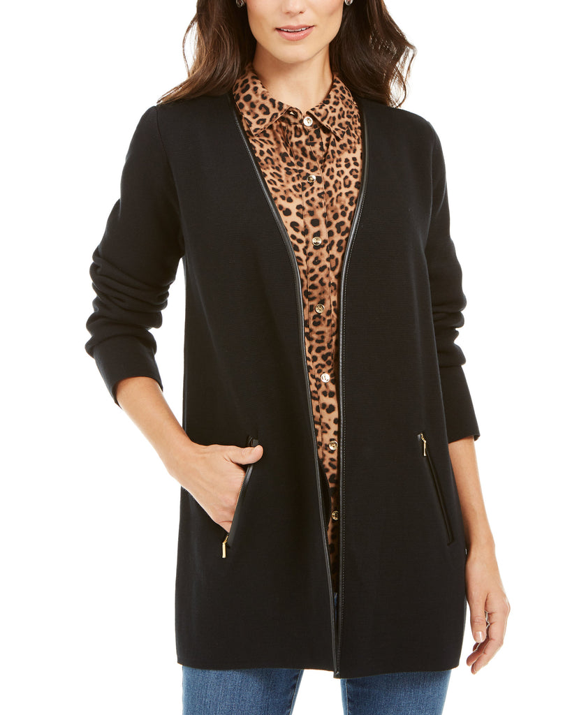 Charter Club Women Milano Cotton Open Front Cardigan Deep Black