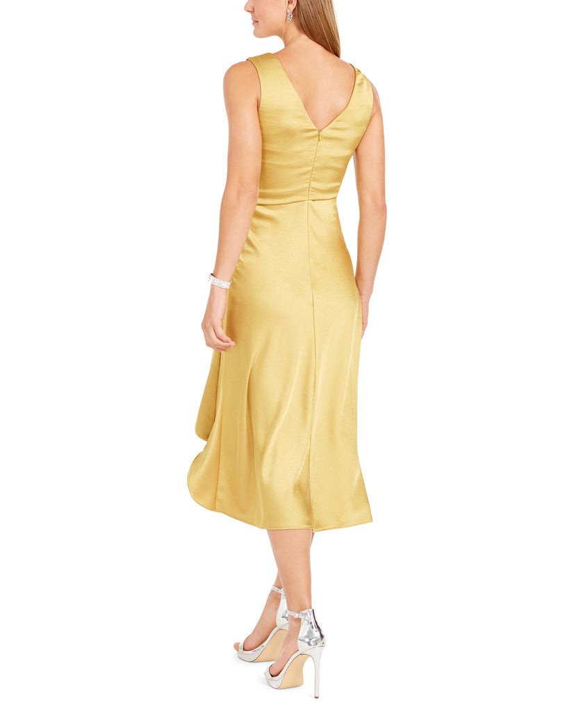 Taylor-Women-Petite-Draped-Satin-Midi-Dress