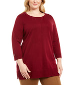 Karen Scott Women Plus Cotton Roll Neck Sweater Merlot