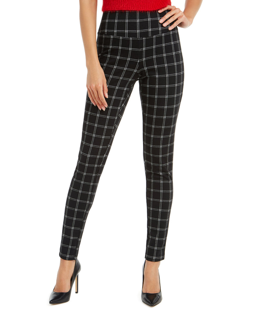 INC International Concepts Women Windowpane Plaid Leggings Black Plaid