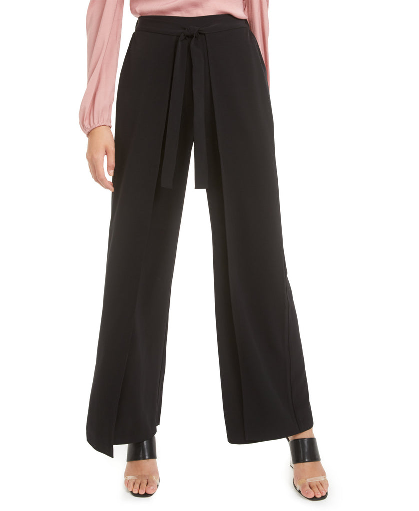 Bar III Women Wide Leg Tie Front Pants Deep Black