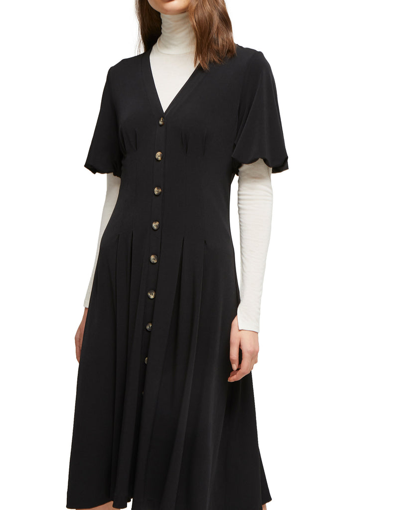 French Connection Women Serafina Button Front Fit & Flare Dress Black