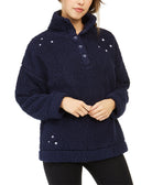 Jenni Women Faux Sherpa Cozy Pullover Placed Stars