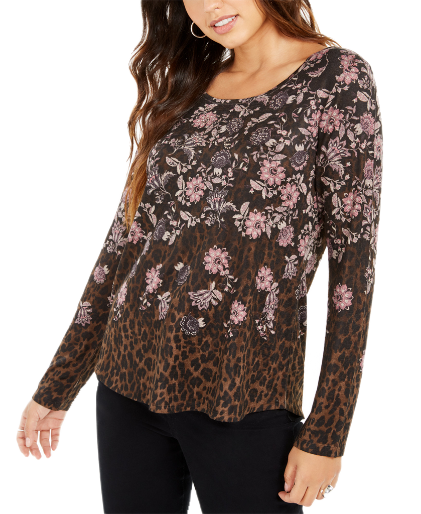 Style-&-Co-Women-Mixed-Print-Long-Sleeve-Top-Animal-Delight