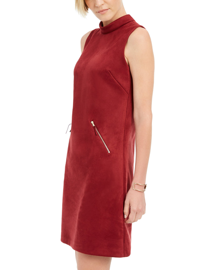 Donna Ricco Women Faux Suede Mock Neck Sheath Dress