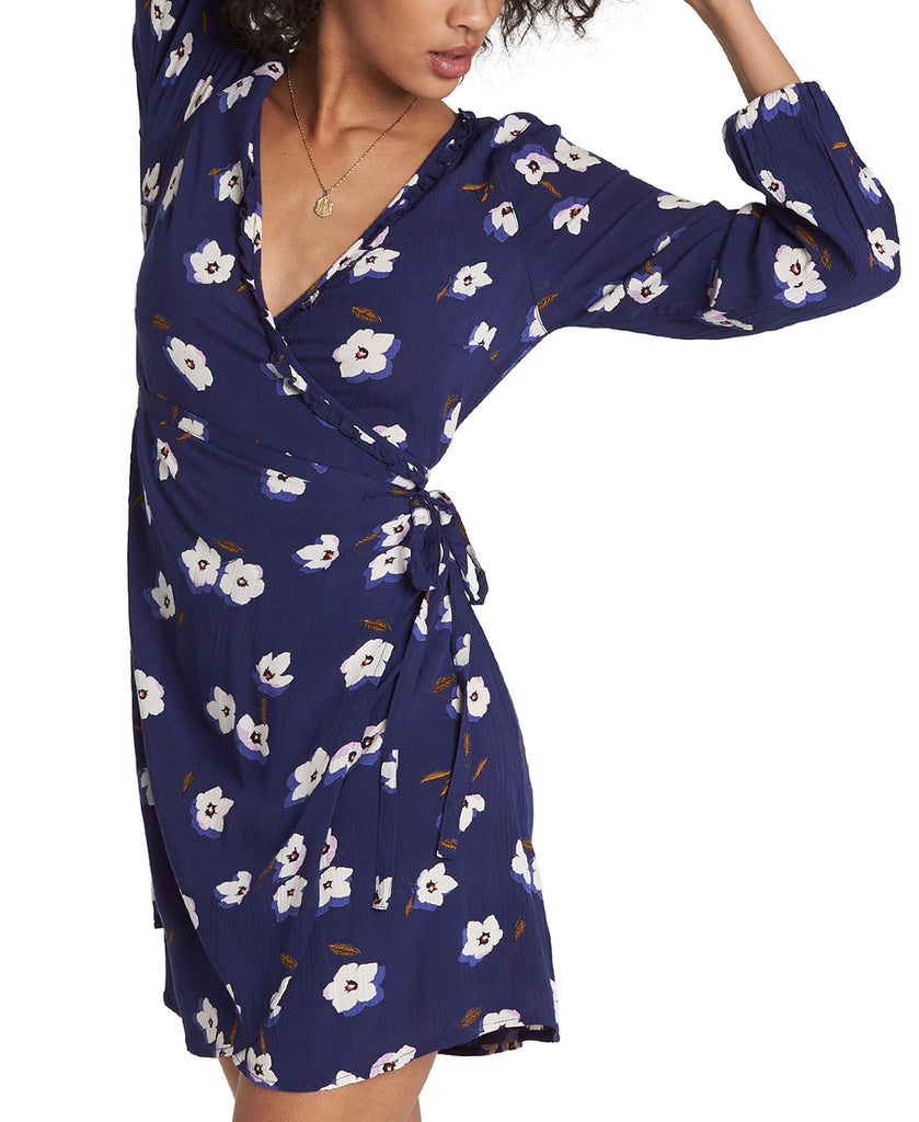 Billabong Women Floral Print Ruffled Wrap Dress