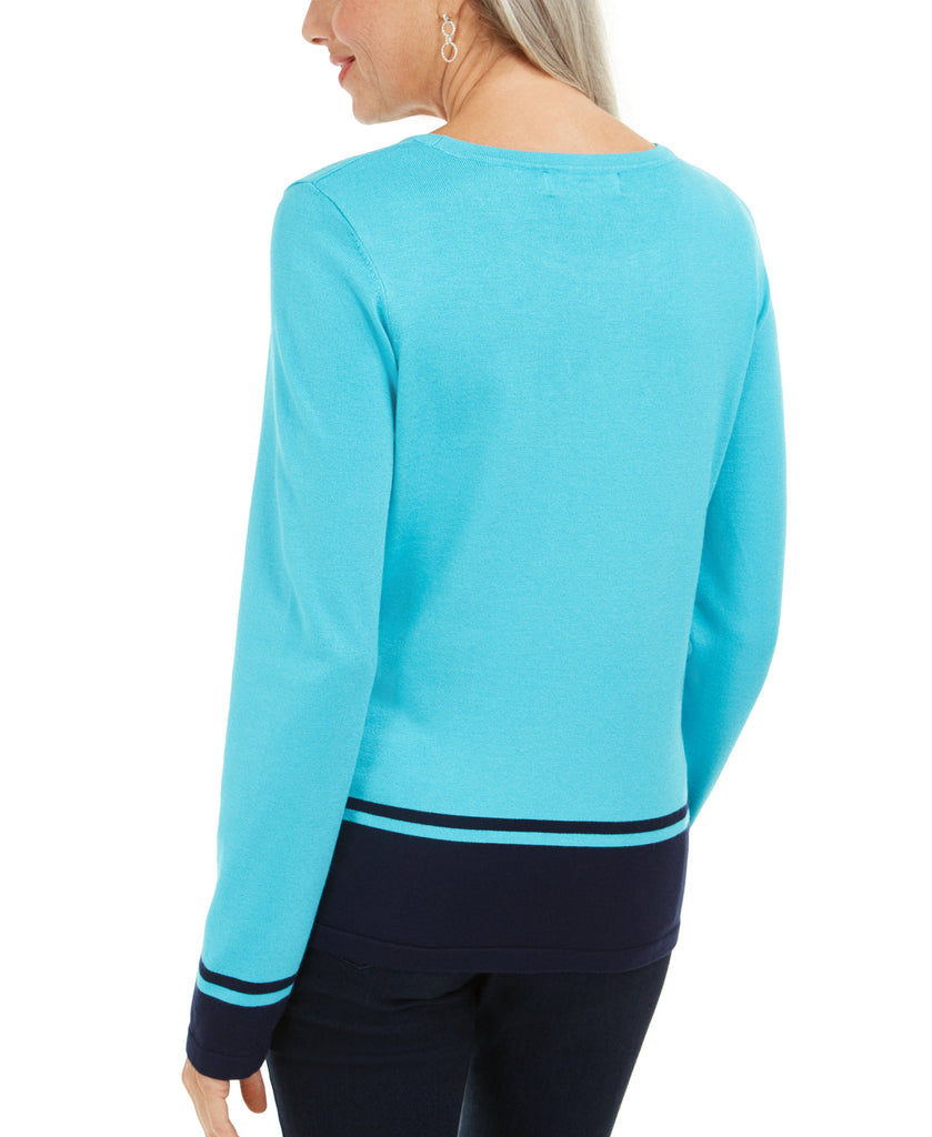 Karen Scott Women Colorblocked Hem Sweater