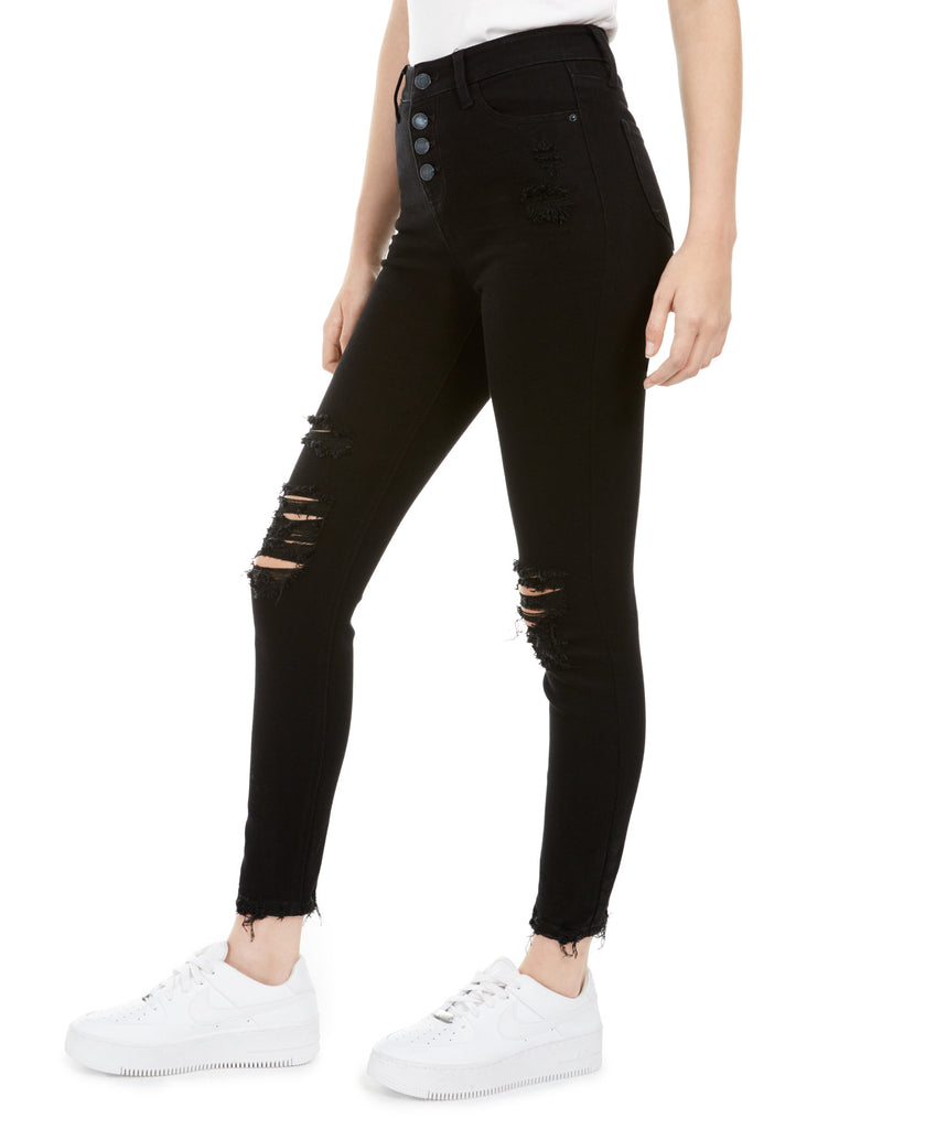 Vanilla Star Juniors Ripped Button Fly Jeans