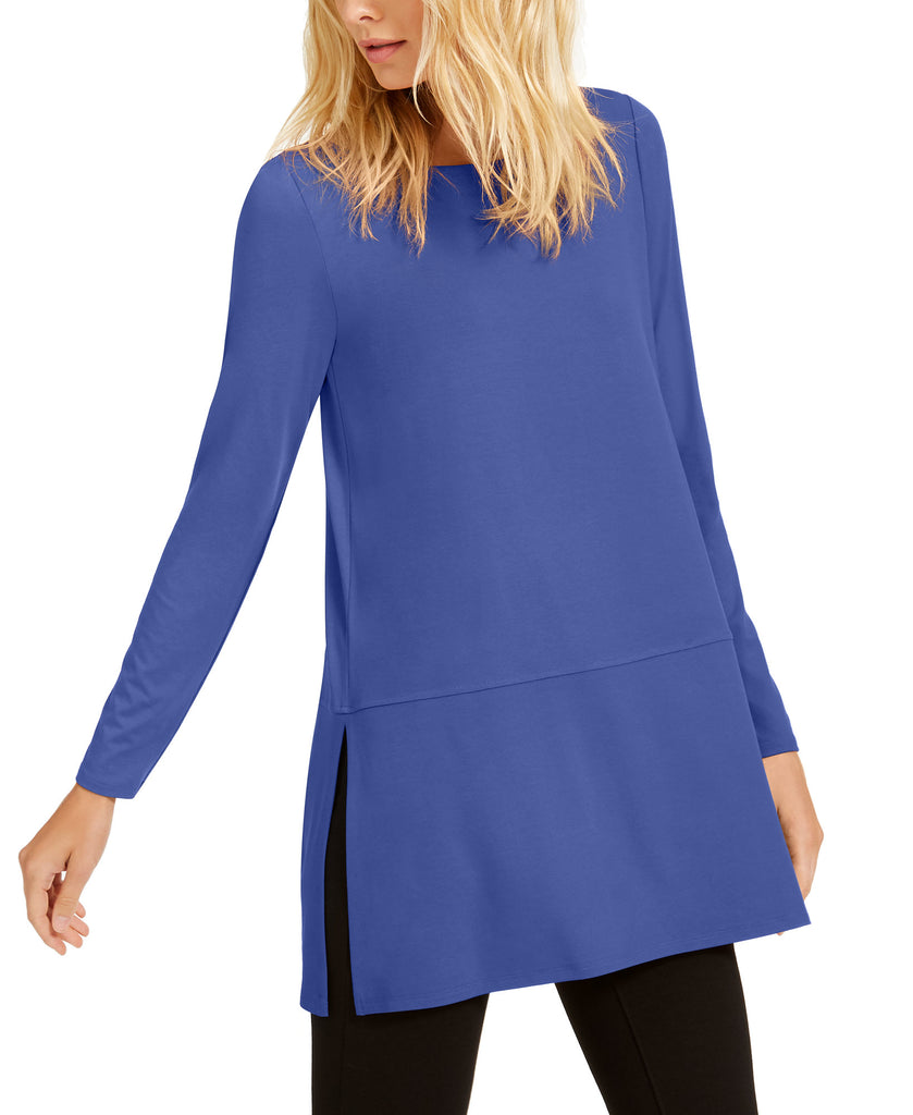 Eileen Fisher Women Boat Neck Tunic Blue Angel