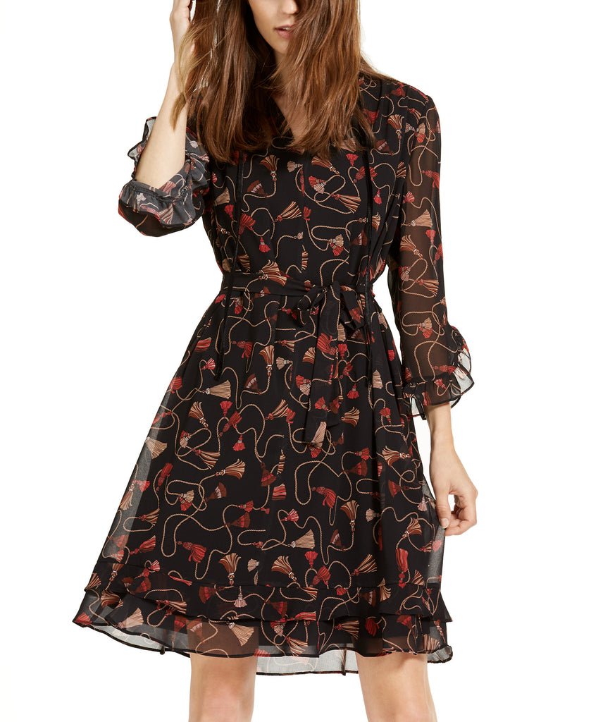 Marella Women Orda Printed Fit & Flare Dress Black