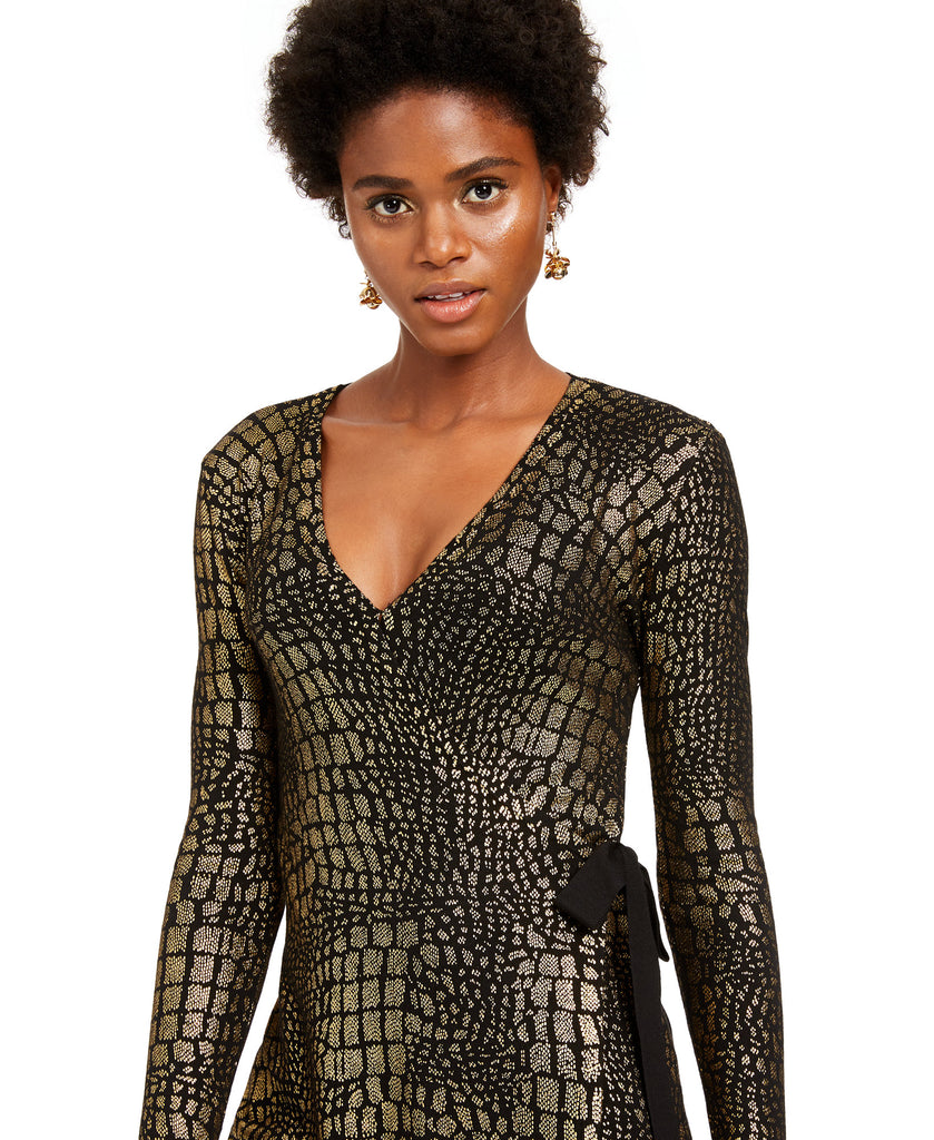 INC International Concepts Women Metallic Print Sweater Dress