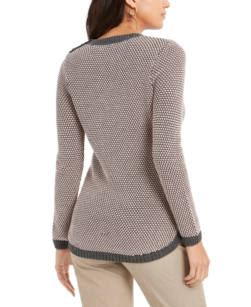 Charter Club Women Textured Contrast Trim Sweater