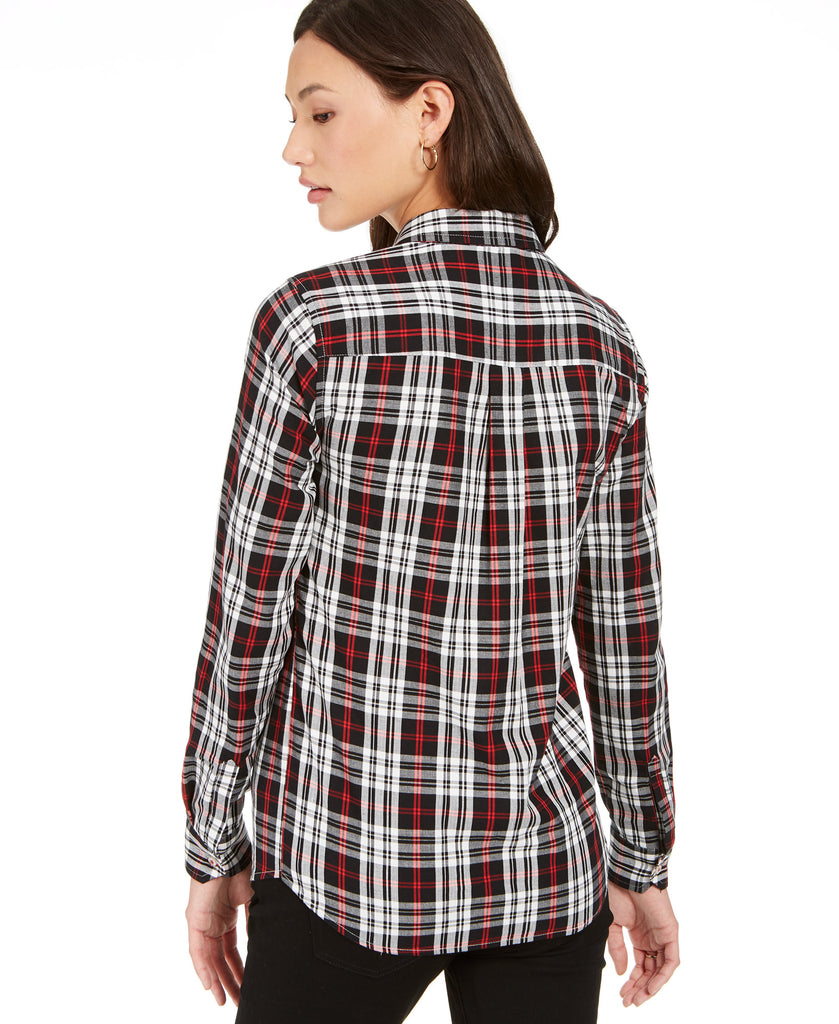 Charter Club Women Petite Plaid Cotton Button Up Shirt