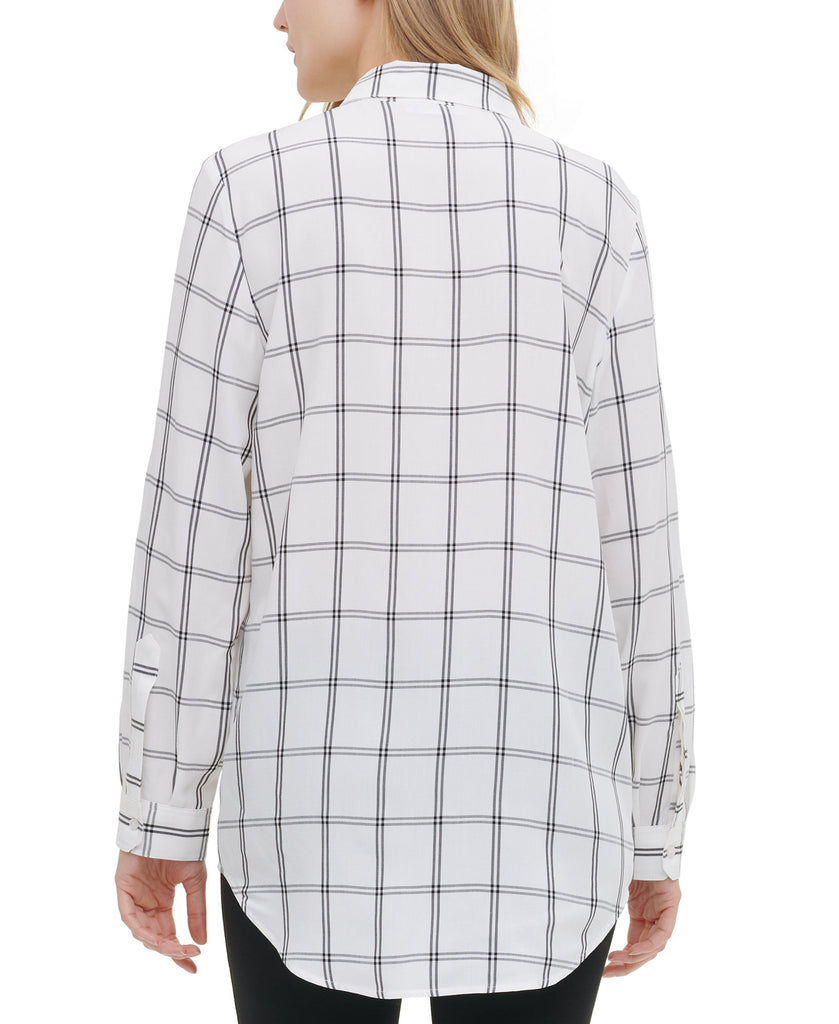 Calvin Klein Women Windowpane Print Utility Shirt