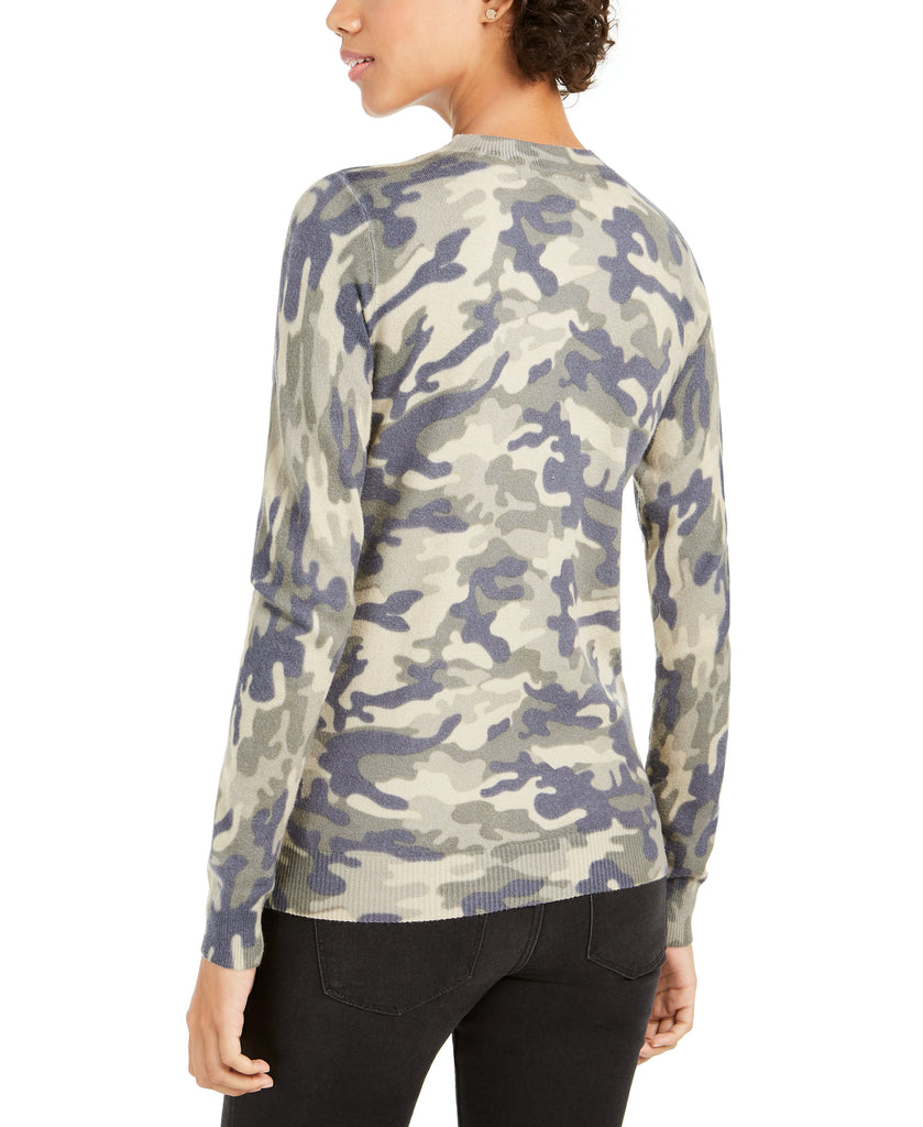 Planet Gold Women Camo Crew Neck Sweater