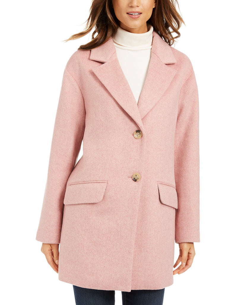 Charter Club Women Notched Collar Coat Pink Heather