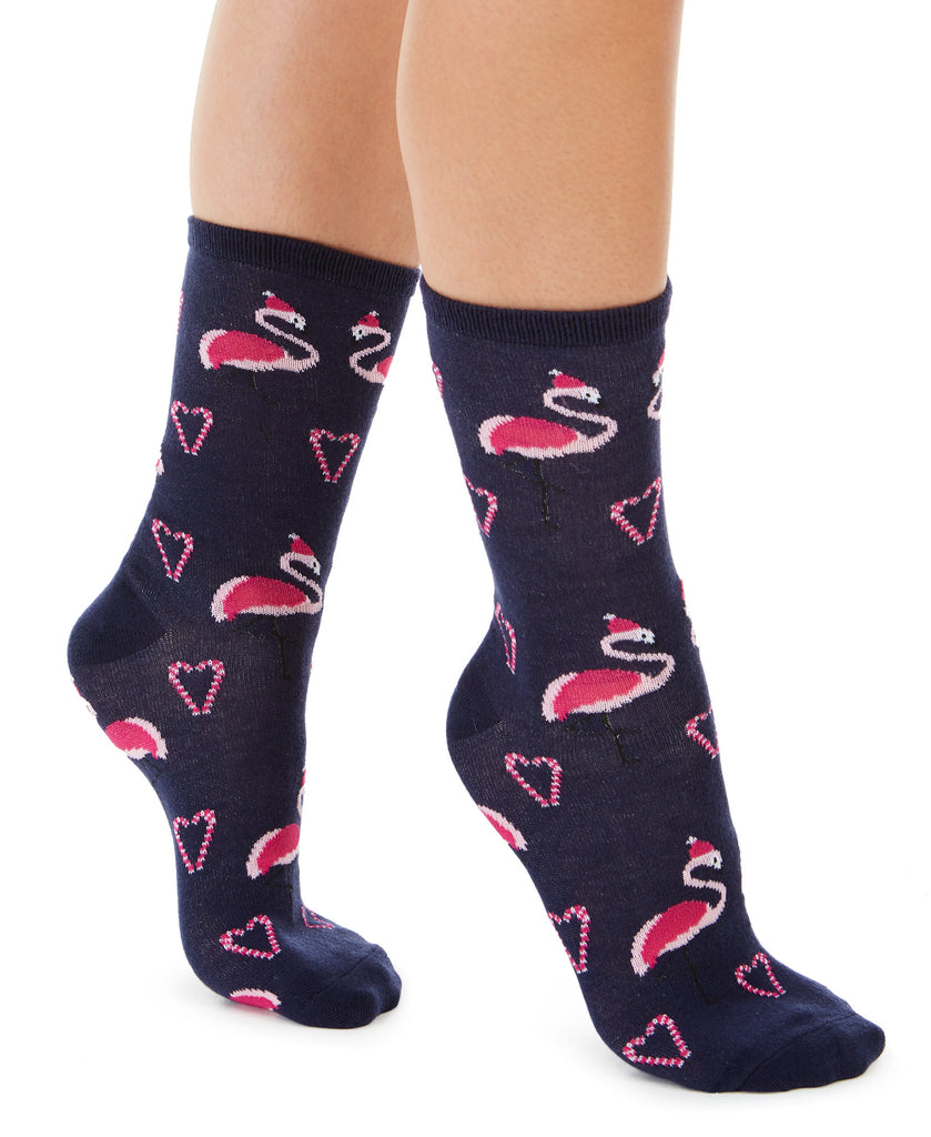 Charter-Club-Women-Flamingo-Crew-Socks-Blue