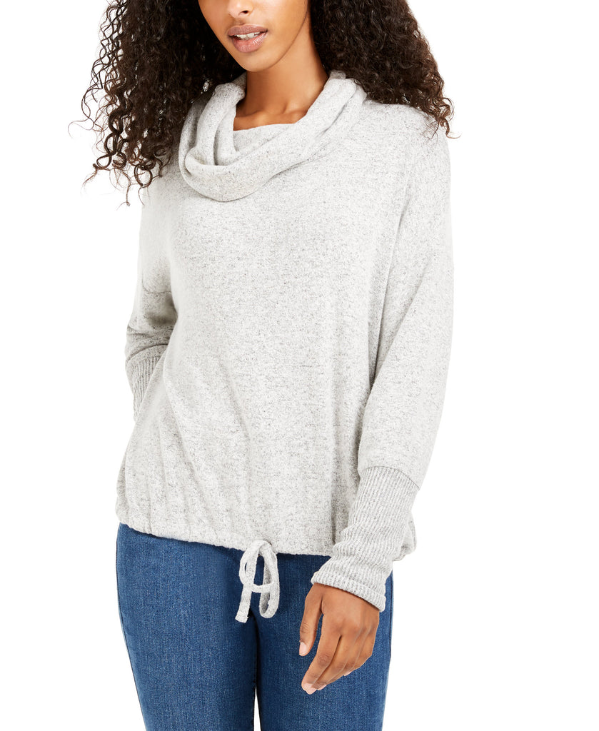 Hippie Rose Juniors Cozy Funnel Neck Pullover Grey