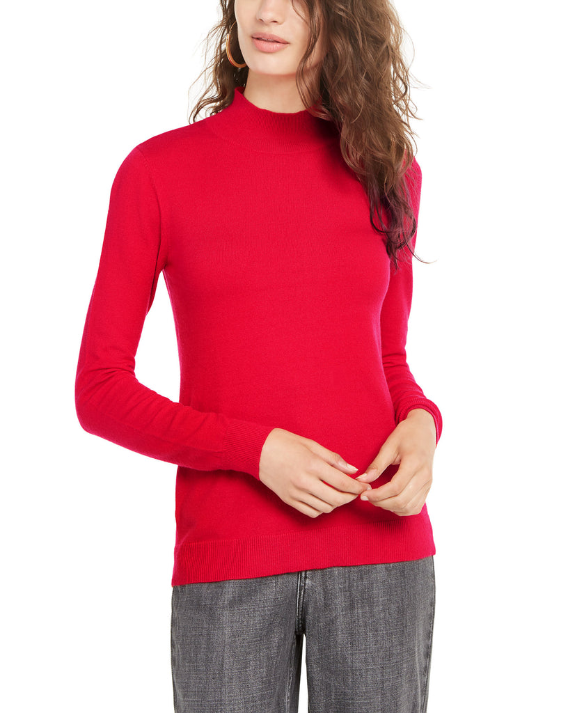 Planet Gold Women Mock Neck Sweater True Red