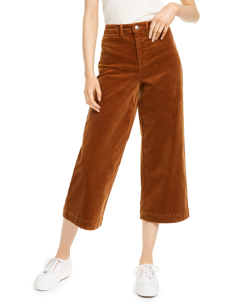 OAT Women High Rise Super Wide Leg Corduroy Jeans Russet