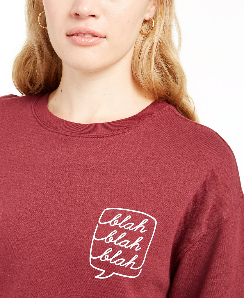 Love Tribe Women Blah Blah Cropped Graphic Sweatshirt