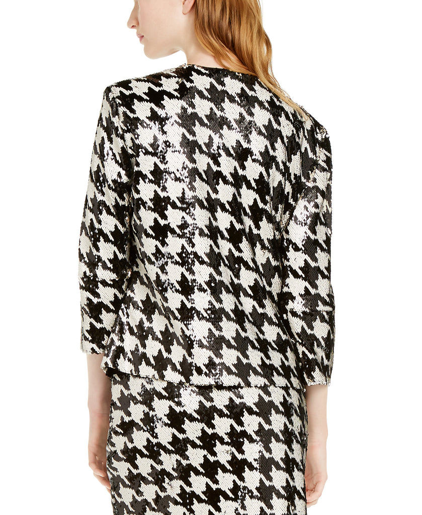 INC International Concepts Women Sequined Houndstooth Jacket