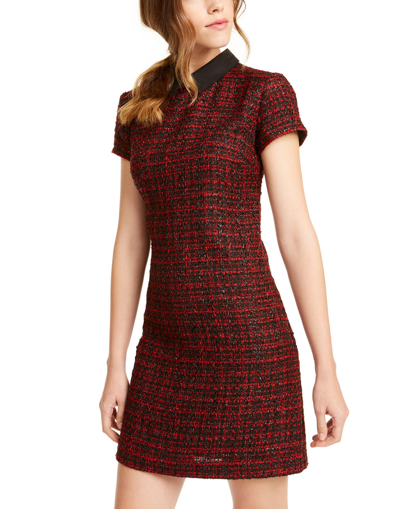 Maison Jules Women Collared Tweed Shift Dress